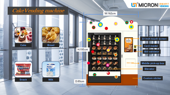 Cupcake Salad Automatic Vending Machine Middle Pick Up With Elevator Conveyor Belt And Touch Screen