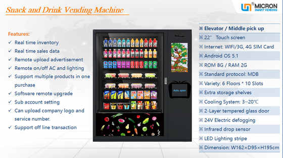 Automated Cold Drink Snack Soda Vending Machine Retail Store Micron Smart Vending Machine