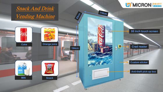 Cola Pepsi Sprite Bottled Canned Vending Machine With Cooling System Advertising Screen