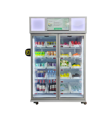 Fruit Vegetable Smart Fridge Vending Machine With Advertising Screen And Big Capacity Vending Machine