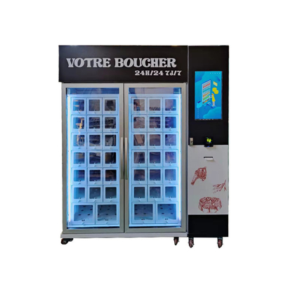 Freezing Beef Meat Vending Machine Lattice Cabinet Credit Card Reader